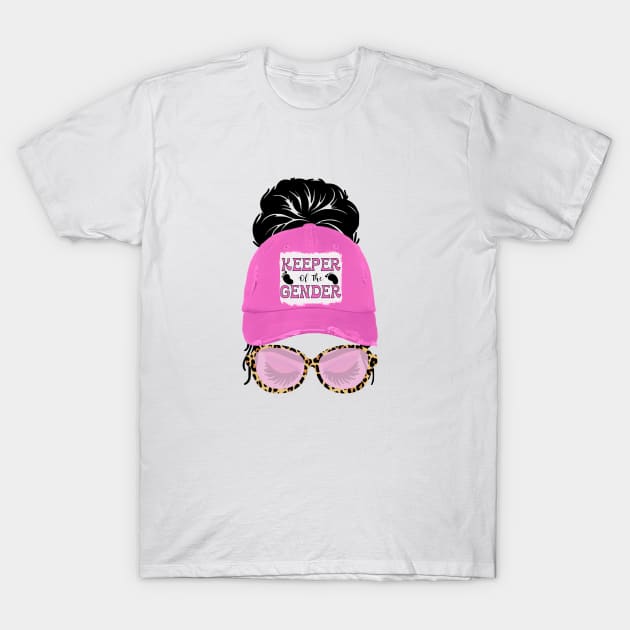 Messy Bun Keeper of the Gender Ready to Press - Messy Bun With Hat and Sunglasses T-Shirt by ISSTORE